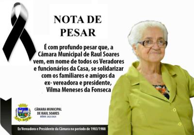 Nota de Pesar - Vilma Meneses da Fonseca Ex Vereadora e Presidente da Câmara no período de 1983/1988