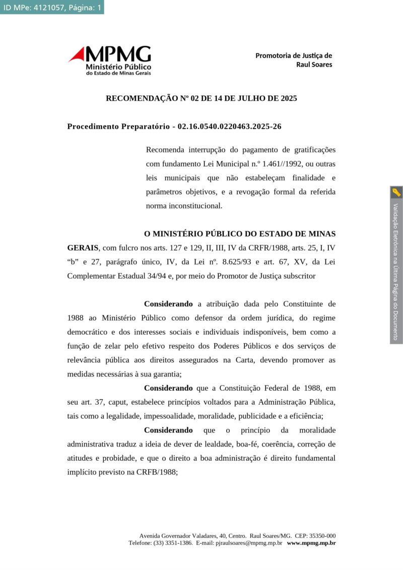 RECOMENDAÇÃO Nº 02 DE 14 DE JULHO DE 2025