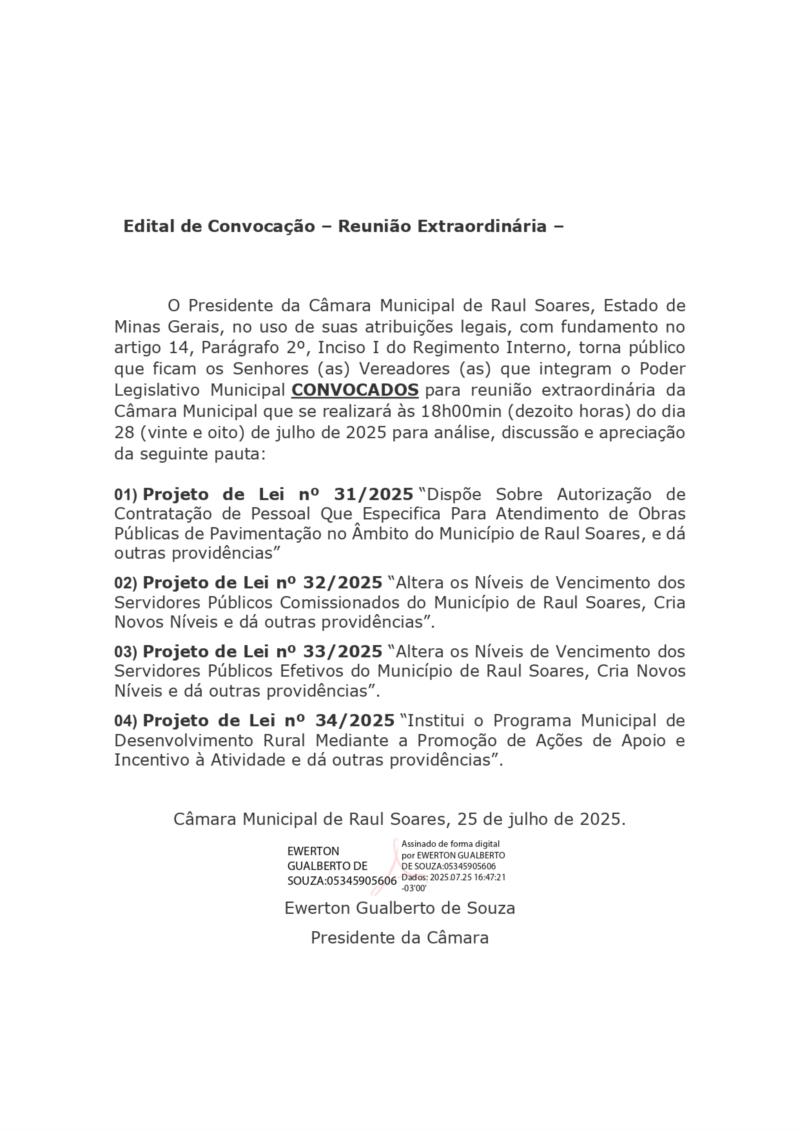 Edital de convocação
