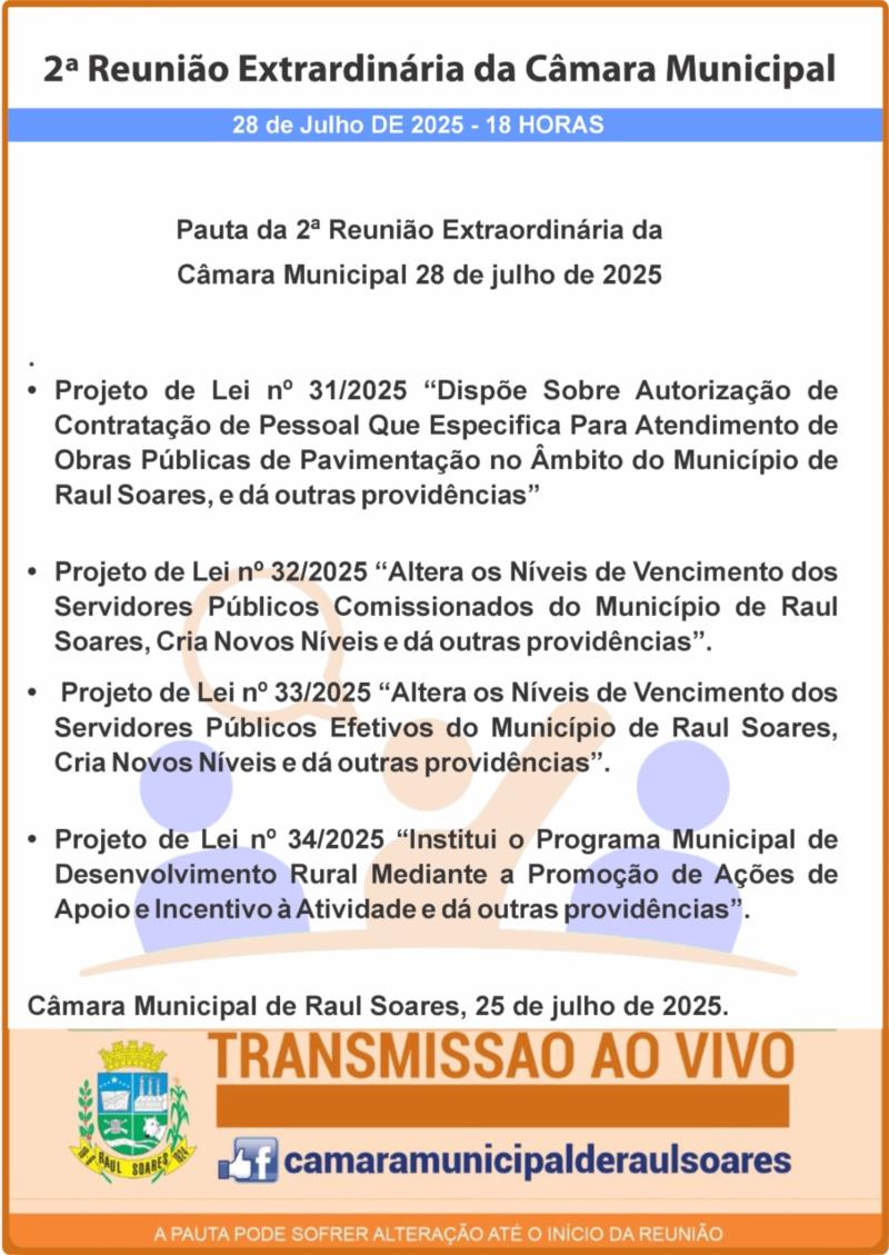 2ª Reunião Extraordinária da Câmara Municipal