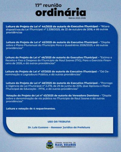 Pauta 17ª Reunião Ordinária