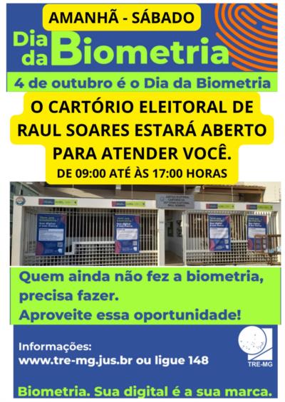 ⚠️COMUNICADO DO CARTÓRIO ELEITORAL ⚠️ 4 de outubro é Dia da Biometria