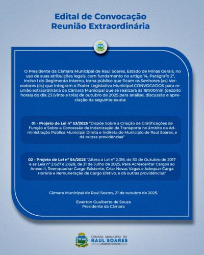 Edital de Convocação – Reunião Extraordinária