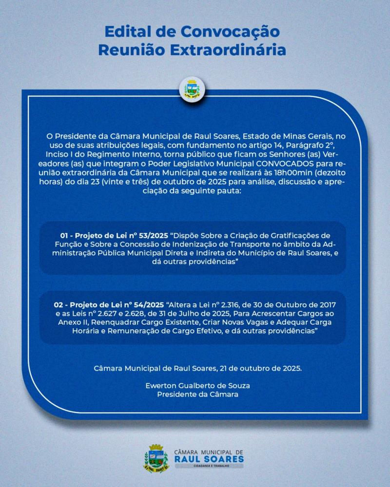Edital de Convocação – Reunião Extraordinária