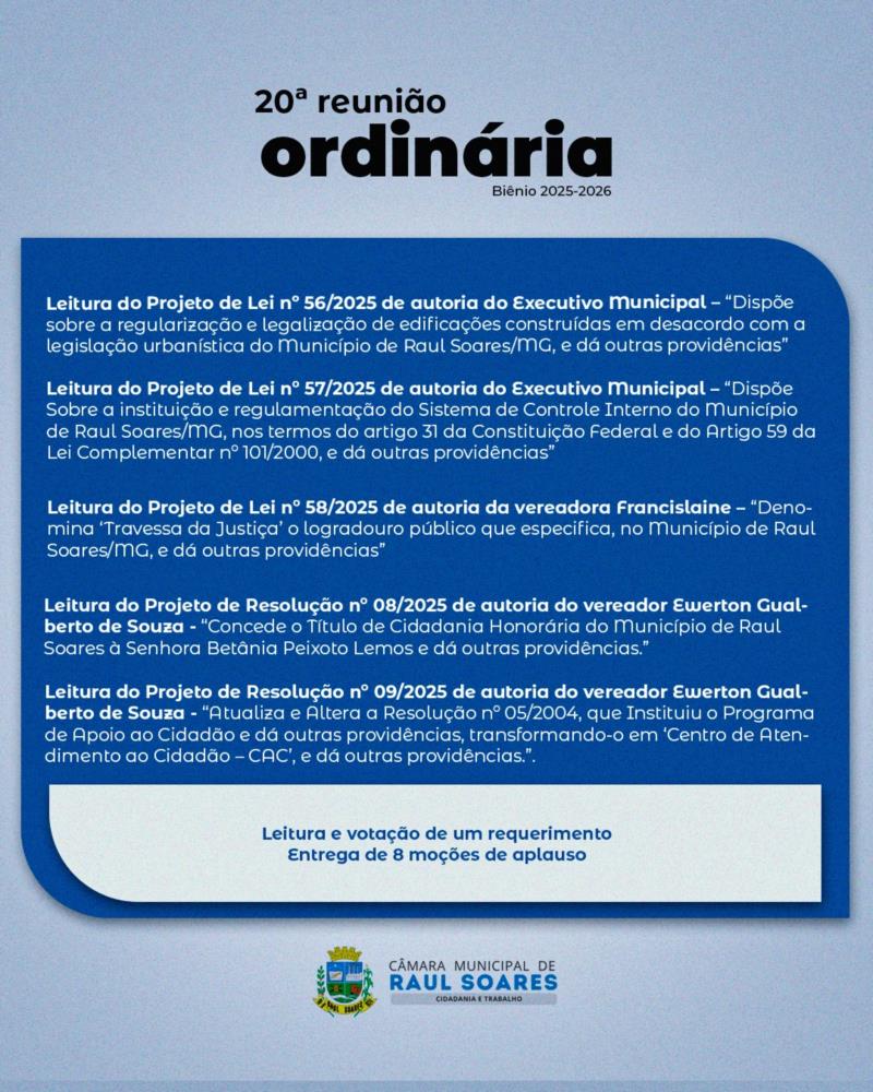Pauta 20ª Reunião Ordinária