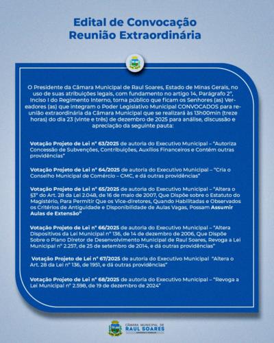 Edital de Convocação – 5ª Reunião Extraordinária