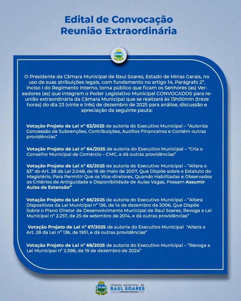Edital de Convocação – 5ª Reunião Extraordinária