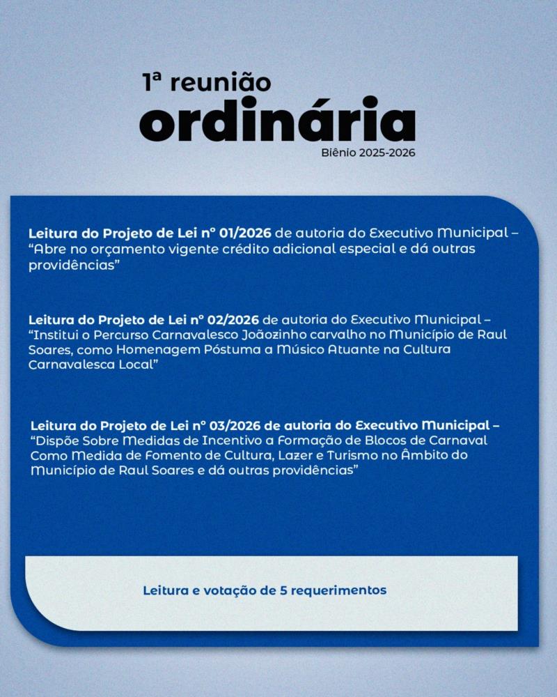 Pauta 01ª Reunião Ordinária 2026
