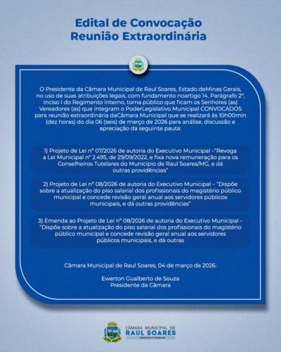Edital de Convocação – 2ª Reunião Extraordinária - 2026