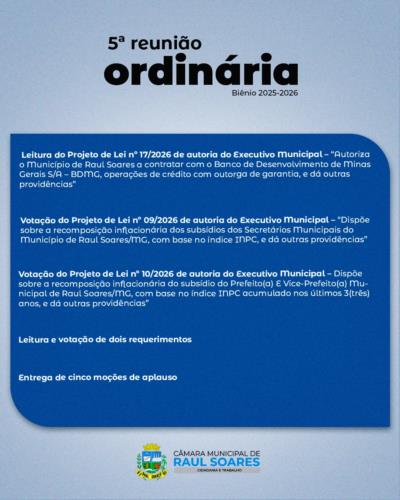Pauta 05ª Reunião Ordinária 2026