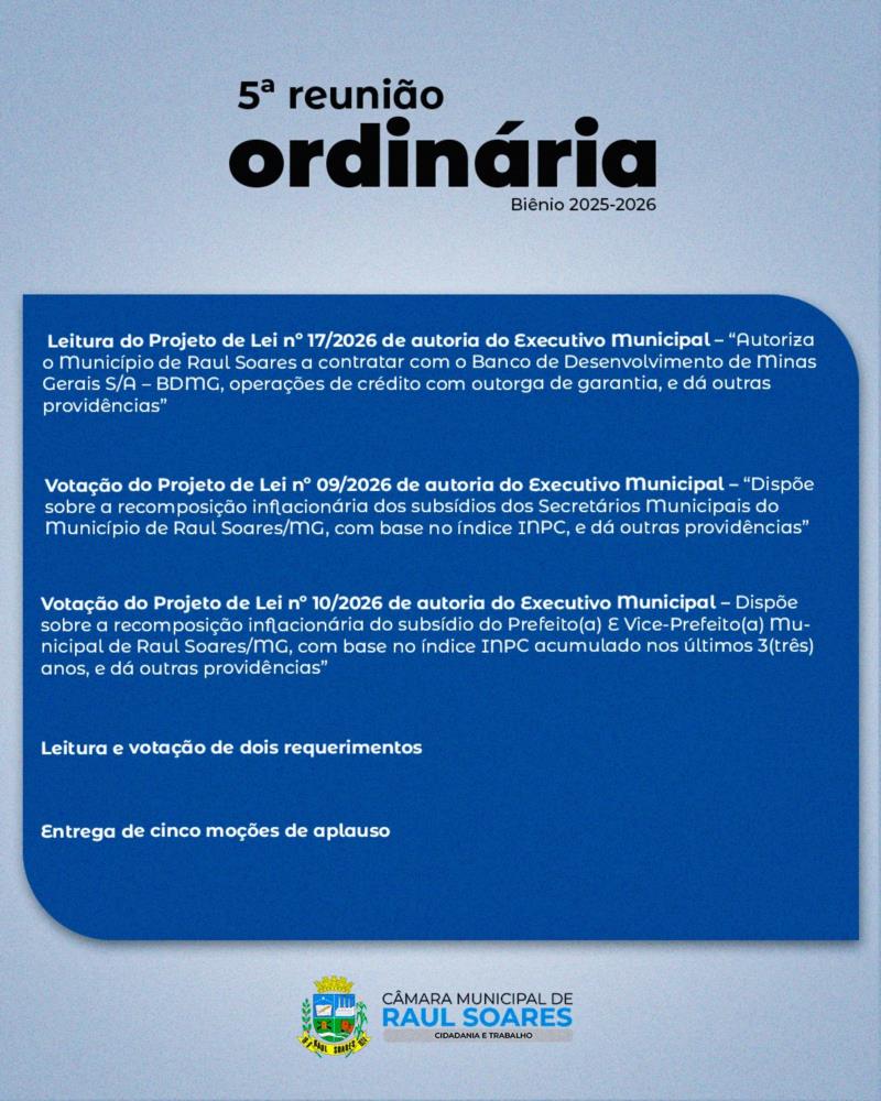 Pauta 05ª Reunião Ordinária 2026