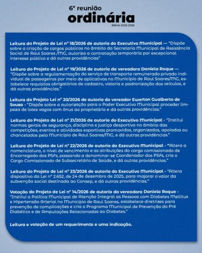 Pauta 06ª Reunião Ordinária 2026