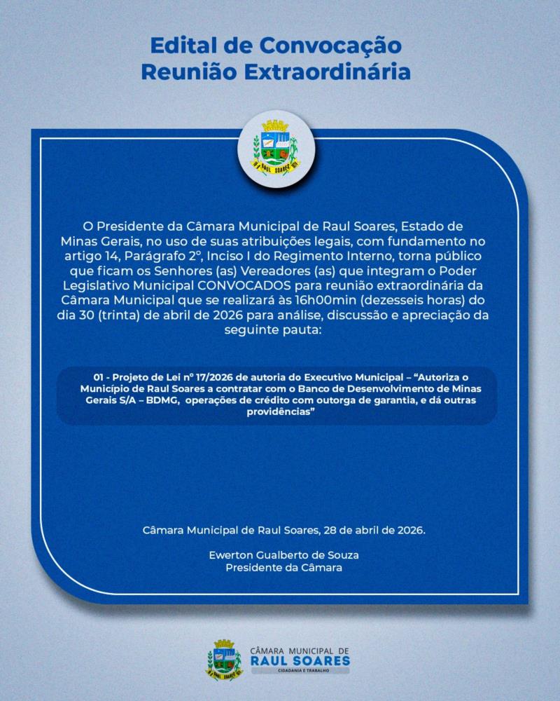 Edital de Convocação – 3ª Reunião Extraordinária - 2026
