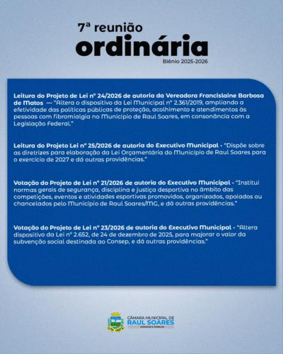 Pauta 07ª Reunião Ordinária 2026