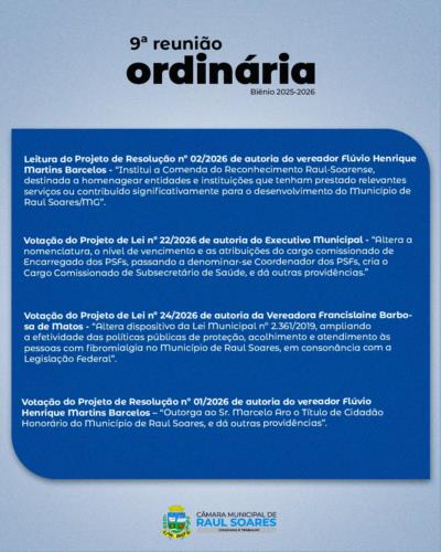 Pauta 09ª Reunião Ordinária 2026