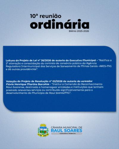 Pauta 10ª Reunião Ordinária 2026