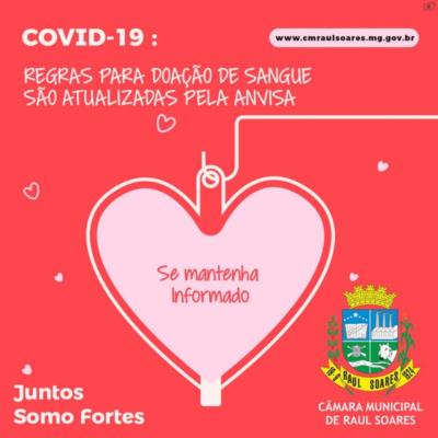 COVID-19: REGRAS PARA DOAÇÃO DE SANGUE SÃO ATUALIZADAS PELA ANVISA
